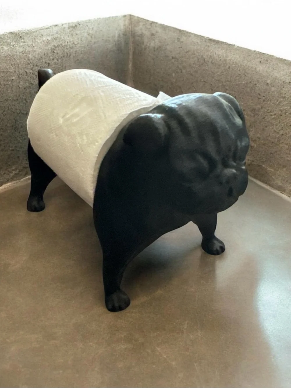 Black Bulldog Dog Toilet Paper Holder - Decorative Pet Accessory